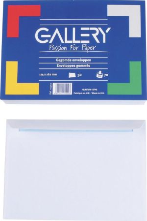 Gallery enveloppes, ft 114 x 162 mm, gomm&eacute;es, paquet de 50 pi&egrave;ces