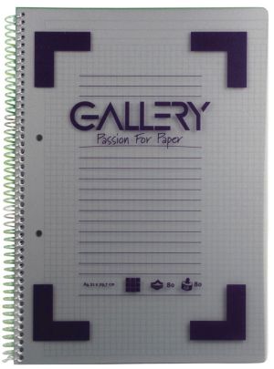 Gallery Traditional spiraalschrift ft A4, geruit 5 mm, geassorteerde kleuren, 160 bladzijden