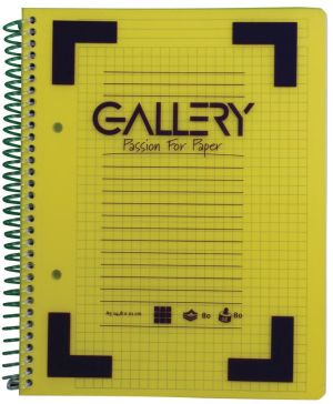 Gallery Traditional spiraalschrift ft A4, geruit 5 mm, geassorteerde kleuren, 160 bladzijden