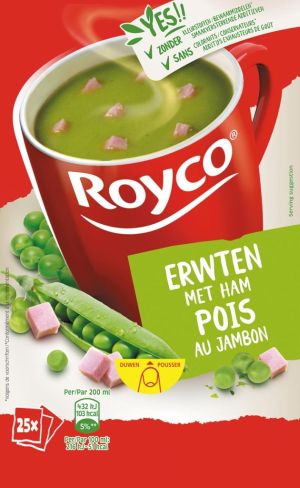 Royco Minute Soup classic pois au jambon, paquet de 25 sachets