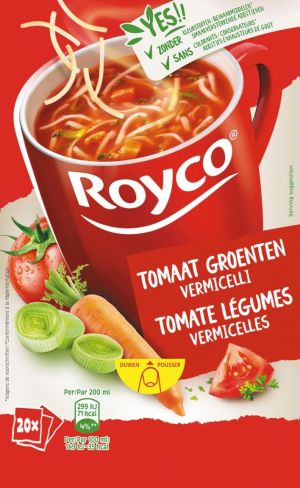Royco Minute Soup tomates l&eacute;gumes vermicelles, paquet de 20 sachets