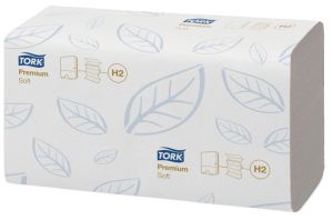 Tork essuie-mains en papier Xpress, Soft, 2 plis, 110 feuilles, syst&egrave;me H2, paquet de 21 pi&egrave;ces