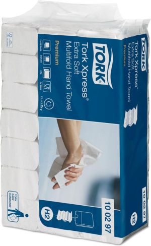 Tork Premium Xpress&reg; essuie-mains extra doux XL, multifold, 2 pli, syst&egrave;me H2, blanc