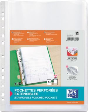 Oxford pochette &agrave; soufflet, A4, en PP, paquet de 10 pi&egrave;ces