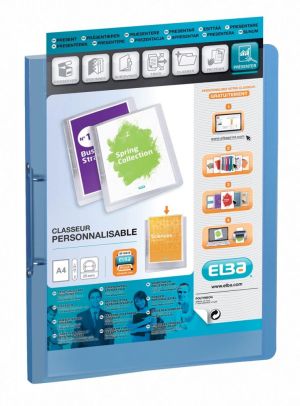 OXFORD Polyvision classeur &agrave; anneaux personnalisable, format A4, en PP, dos de 3 cm, 2 anneaux, bleu