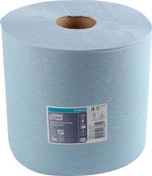Tork Industrial Heavy Duty papier de nettoyage rouleau, 3-plis, syst&egrave;me W1/W2, bleu, paquet de 2 rouleaux