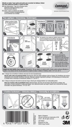 Command accroche tableau, medium, capacit&eacute; 5,4 kg, blanc, blister de 8 pi&egrave;ces