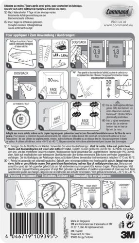 Command accroche tableau, small, capacit&eacute; 1,8 kg, blanc, blister de 8 pi&egrave;ces