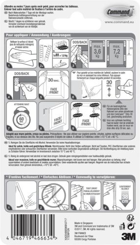 Command fotolijststrip, small, draagvermogen 5,4 kg, wit, blister van 4 stuks
