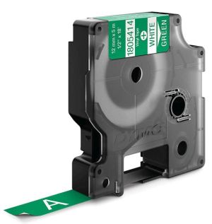 Dymo RHINO ruban vinyl 12 mm, blanc sur vert