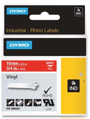 Dymo RHINO ruban vinyl 19 mm, blancsur r