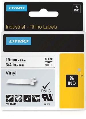 Dymo RHINO ruban vinyl 19 mm, noir sur blanc