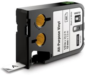 Dymo XTL tapes 12 mm, zwart op wit,vinyl
