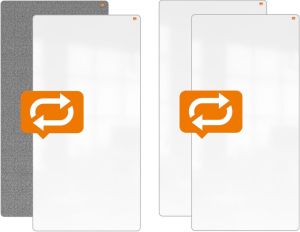 Nobo Move & Meet syst&egrave;me mobile, 2 panneaux tableau blanc en 2 panneaux tableau d'affichage, 90 x 180 cm