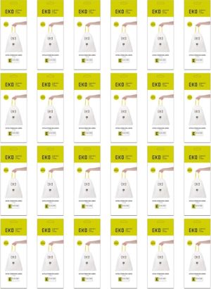 Eko sac &agrave; ordures avec cordon, 25-35 litres, blanc, 1 rouleau, 12 sacs