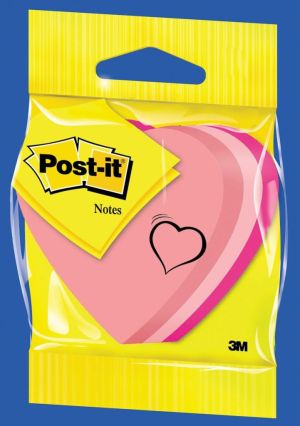 Post-it Notes mini hart, 3 kleuren, blok van 225 vel, op blister