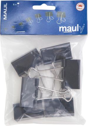 Maul clip foldback 25mm, blister de 12 pc noir