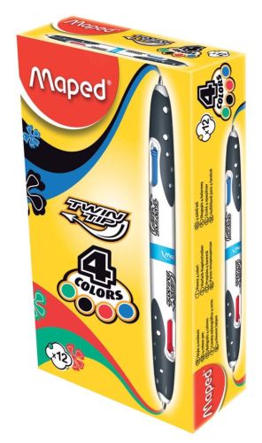 Maped Twin Tip stylo 4 couleurs, moyen, 4 couleurs d'encre classique
