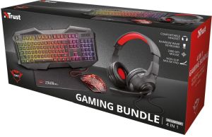 Trust GXT 1180RW 4-in-1 Gaming Set met headset, toetsenbord (qwerty), muis en muismat