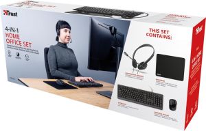 Trust Primo 4-in-1 Home Office Set met headset, toetsenbord (qwerty), muis en muismat
