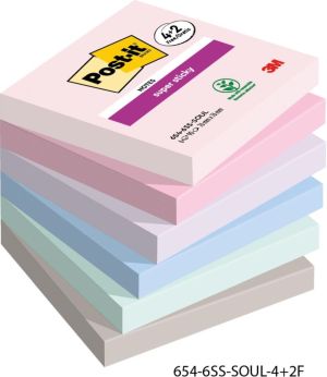 Post-it Super Sticky notes Soulful, 90 vel, ft 76 x 76 mm, 4 + 2 GRATIS