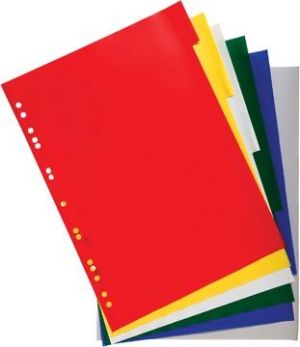 Exacompta intercalaires pour ft A4, en PP 12/100e, 6 onglets, couleurs assorties