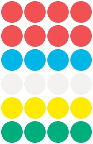 Avery Ronde etiketten diameter 18 mm, geassorteerde kleuren, 96 stuks