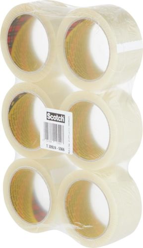 Scotch ruban d'emballage silencieux, ft 50 mm x 66 m, transparent, paquet de 6 rouleaux