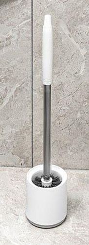 Brosse de toilette en plastique avec pied rond, accrochable, blanc