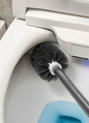 Brosse de toilette en plastique avec pied rond, accrochable, blanc