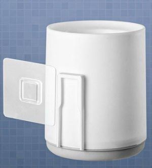 Brosse de toilette en plastique avec pied rond, accrochable, blanc