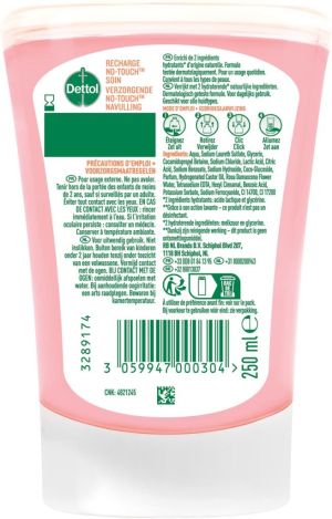 Dettol No Touch savon mains Nourish, eau de rose et beurre de karit&eacute;, recharge de 250 ml