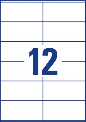 Avery Zweckform 3424, Universele etiketten, Ultragrip, wit, 100 vel, 12 per vel, 105 x 48 mm