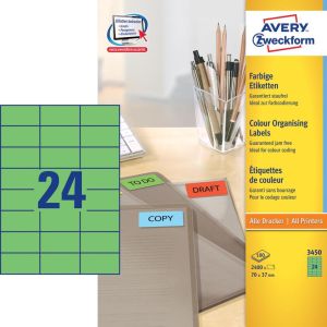 Avery gekleurde universele etiketten ft 70 x 37 mm (b x h), 2400 stuks, groen
