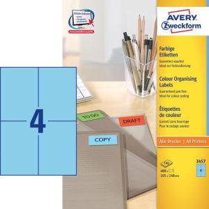Avery gekleurde universele etiketten ft 105 x 148 mm (b x h), 400 stuks, blauw