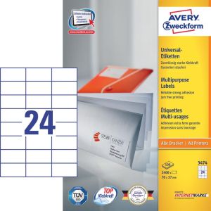 Avery Zweckform &eacute;tiquette, ft 70 x 37 mm, 4.800 pi&egrave;ces