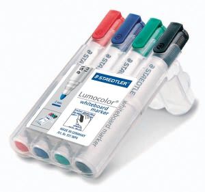 Staedtler marqueur pour tableaux blancs Lumocolor, &eacute;tui de 4 pi&egrave;ces en couleurs assorties