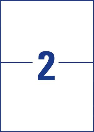 Avery Zweckform 3655, Universele etiketten, Ultragrip, wit, 100 vel, 2 per vel, 210 x 148 mm