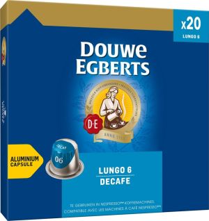 Douwe Egberts Lungo Decaf koffiecapsules, pak van 20 stuks