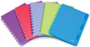 Atoma Trendy schrift, ft A4 +, 120 bladzijden, gelijnd, met 6 tabbladen en 5 showtassen, in geassorteerde
