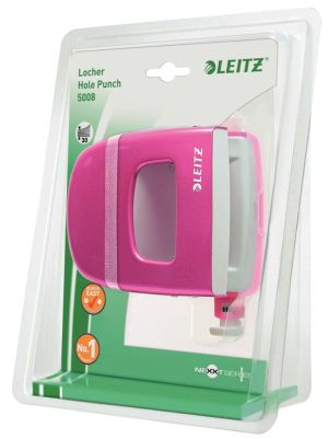 Leitz Perforateur de bureau NeXXt Series WOW, m&eacute;tal, 30 feuilles, rose, sous blister