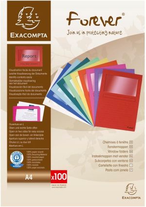 Exacompta l-map Forever, pour ft A4, paquet de 100 pi&egrave;ces, couleurs assorties
