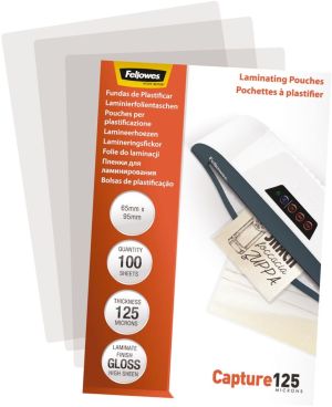 Fellowes pochette &agrave; plastifier Capture125 ft 65 x 95 mm, 250 microns (2 x 125 microns), paquet de 100