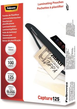 Fellowes pochette &agrave; plastifier Capture125 ft 75 x 105 mm, 250 microns (2 x 125 microns), paquet de 100