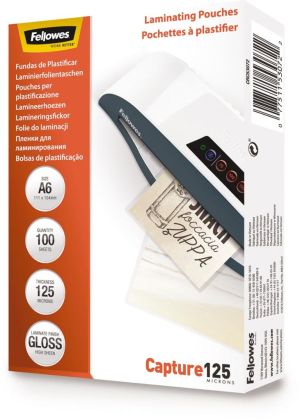 Fellowes pochette &agrave; plastifier Capture125 ft A6, 250 microns (2  x 125 microns), paquet de 100 pi&egrave;ces
