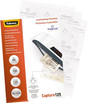 Fellowes pochette &agrave; plastifier Capture125 ft A5, 250 microns (2 x 125 microns), paquet de 100 pi&egrave;ces