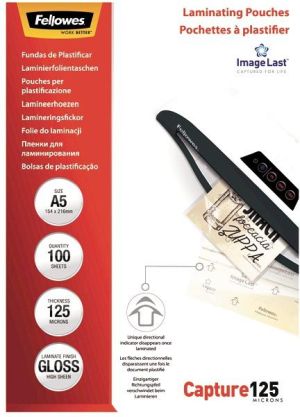 Fellowes pochette &agrave; plastifier Capture125 ft A5, 250 microns (2 x 125 microns), paquet de 100 pi&egrave;ces