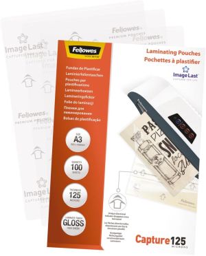 Fellowes pochette &agrave; plastifier Capture125, ft A3, 250 microns (2 x 125 microns), paquet de 100 pi&egrave;ces