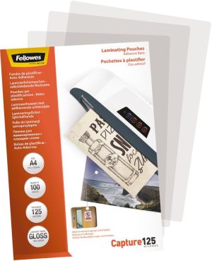 Fellowes lamineerhoes Capture125 ft A4, 250 micron (2 x 125 micron), pak van 100 stuks, zelfklevend