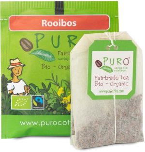 Puro Bio th&eacute;, rooibos, du commerce &eacute;quitable, paquet de 25 sachets